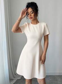 Franclia Vestito donna a maniche corte di colore unito, semplice elegante e di stile, adatto per l'estate