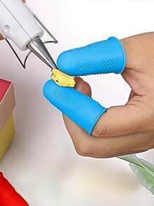 3 件硅胶手指保护套、手指保护套、热胶手指保护套、硅胶顶针、热胶手指保护套、指尖垫握把，适用于 DIY 金钱计数、整理、书写、分类任务、热胶和运动游戏（蓝色）