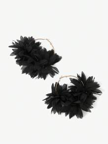 SHEIN SXY 时尚夸张优雅 3D 花卉环状耳环 - 黑色 - 查看 2