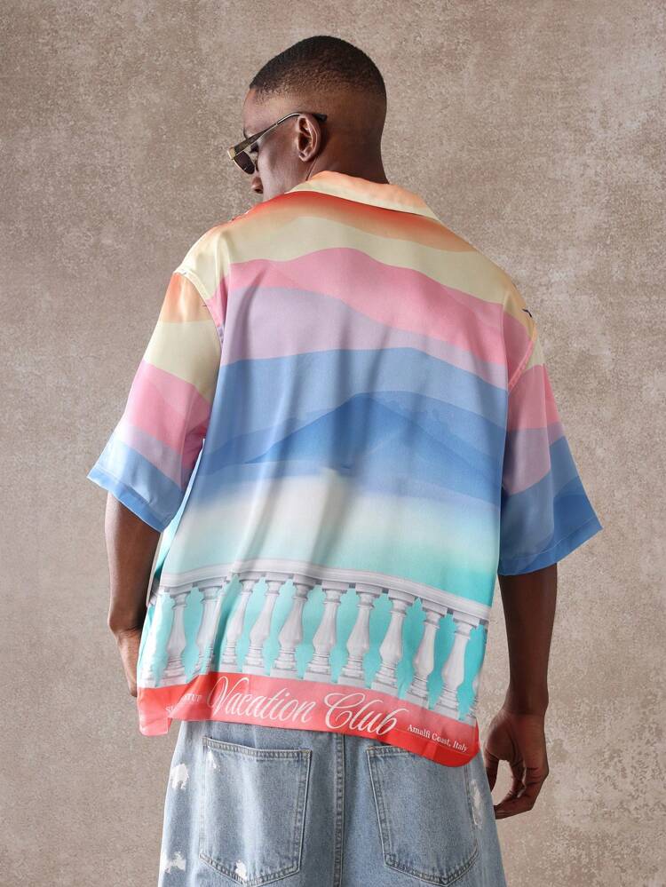 Retro Style Relaxed Fit Button Down Short Sleeve Shirt