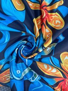 Breezaya Vestido tipo top, nuevo modelo 2025 con cintura ceñida de estilo retro, vestido de satin con estampado de paisley y flores, cuello cuadrado, cintura ceñida, vestido casual y favorecedor para vacaciones - Azul - Ver 7