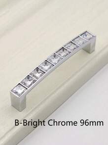 1pc/6pcs puxadores de gaveta de cristal, alças de metal transparentes quadradas de diamante, botões sólidos de furo duplo para armário de vinho, guarda-roupa, armário com parafusos, espaçamento de furo de 64 mm/96 mm/128 mm, ferragens para móveis