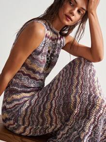 Bohemela Bohemian Style Sleeveless Knit Midi Dress For Summer Beach Vacation & Music Festival - Multicolor - View 2