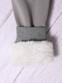 SHEIN 2pcs Tween Boys Thickened Hooded Jacket & Pants Set, Warm Winter Casual Wear - Grey - View 6