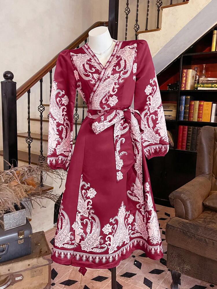 New Bohemian Style Elegant Women Dress, Spring/Fall Long Sleeve Dress Maxi Dress Boho Vacation Outfits Women