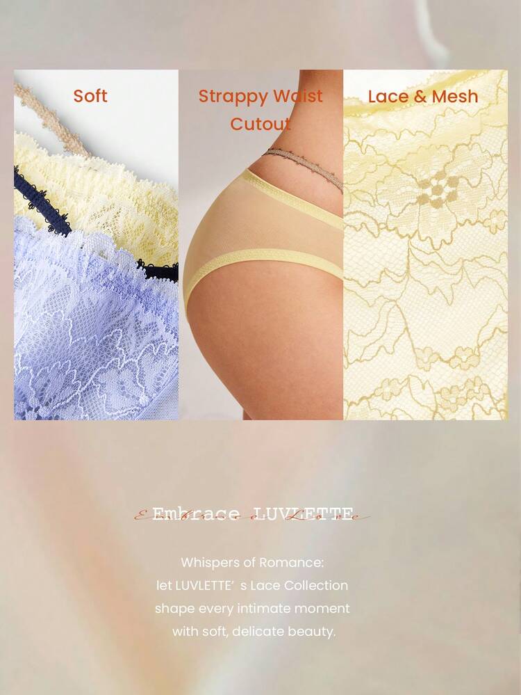 Floral Lace Mid-Rise Briefs