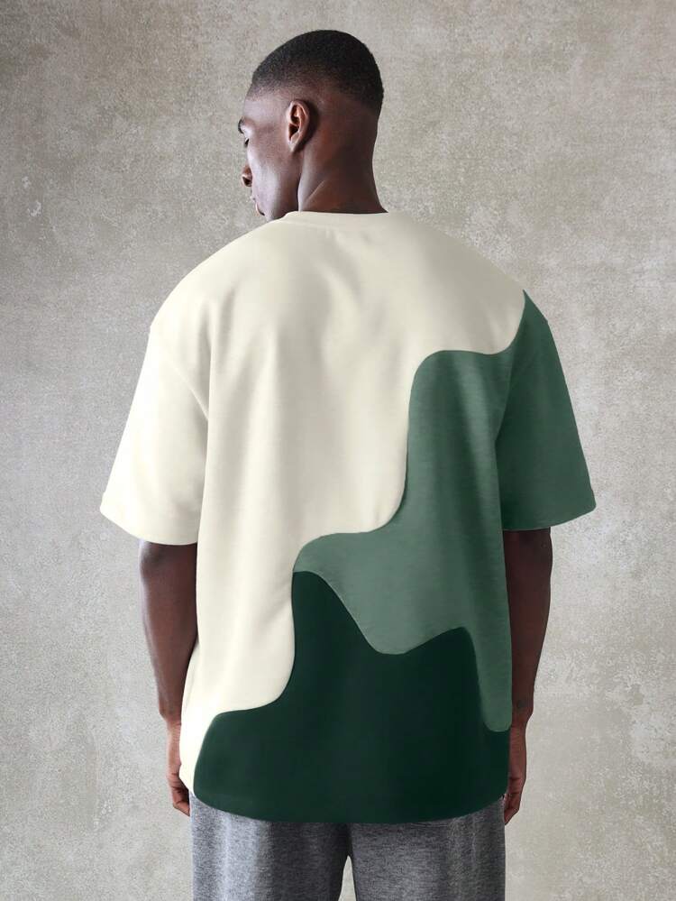 SUMWON T-shirt oversize da squadra, design a onde, grafica astratta, abbigliamento da strada premium, moda casual estiva e primaverile
