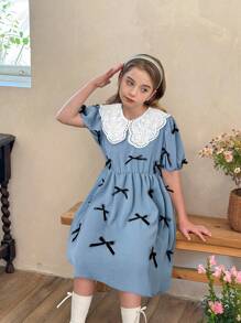 LMoss Kids LMoss Tween Girls Dresses - Dusty Blue - View 3