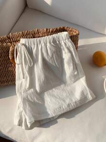 Comfortcana 大码女式纯色腰带口袋宽松休闲短裤，夏季，时尚