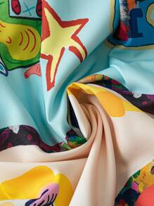 SHEIN Clasi Court Retro  Plus Size Women Elegant Romantic Whimsical Print Short Sleeve Shirt Dress, Suitable For Summer, Back To School, Graduation, Holidays, Valentine's Day, Music Festivals, Mother's Day, Halloween, Thanksgiving, Easter, National Day, Dances, Dates, Parties, Outings - Multicolor - View 3