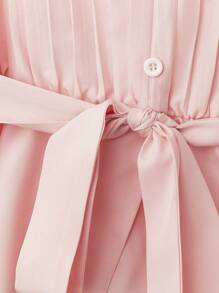 Franclia Áo cánh tay ngắn cổ chữ V xếp ly thanh lịch dành cho nữ, mùa xuân - Hồng - Xem 6