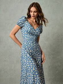 Poéselle 1 pieza Vestido casual de mujer de manga corta, de moda para el verano
