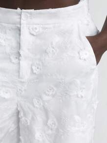 Ontre 2022 New Comfortable Casual Style 3D Floral Fabric White Women's Pants, Casual Comfortable Daily Wear, Spring, Beach/Holiday Bohemian Style, Summer Ins Influencer Same Style, Exotic Atmosphere, Country Music Festival, Western Style, High-Quality Comfortable Fabric