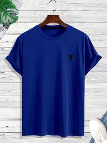 Manfinity Homme Men's Plain Round Neck Short Sleeve T-Shirt, Minimalist Fashion Suitable For Summer Men Clothing Men T Shirts Gym Tshirt Men