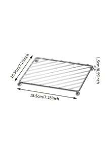 1pc Square Trivet, Heat-Resistant Kitchen Table Mat, Coaster, Placemat Christmas Gift - Silver - View 2