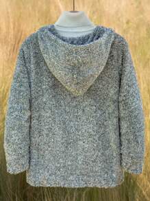 男童休闲羊毛拉链连帽夹克，带贴花 - 灰色 - 查看 2