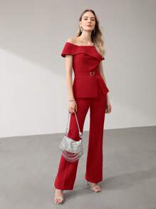 MOTF PREMIUM PRESS CREASE TAILORED SUIT PANTS - Red - View 5