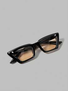 Ontre Women's Retro Square Daily Wear Fashion Glasses - Black - View 1