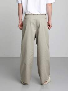 DAZY Quần dài mùa xuân rộng rãi trơn thường ngày cho nam - Màu Khaki - Xem 2