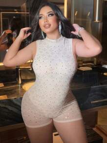 Franclia Enterizo con rhinestones para mujer de tallas grandes