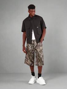 SUMWON 迷彩印花工装牛仔短裤战术户外狩猎徒步夏季休闲宽松多口袋街头服饰节日探险短裤 - 彩色 - 查看 2