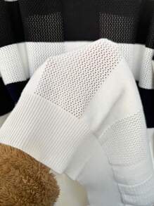 Manfinity Homme Men's Simple Fashion Casual Daily Sweater - Black and White - View 8