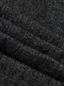 Young Girl Daisy Pattern Pocket Loose Casual Jeans - Dark Grey - View 5