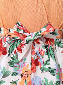 Tween Girls' Beach Vacation Floral Print Spaghetti Strap Rompers Summer Girl Clothes - Multicolor - View 4