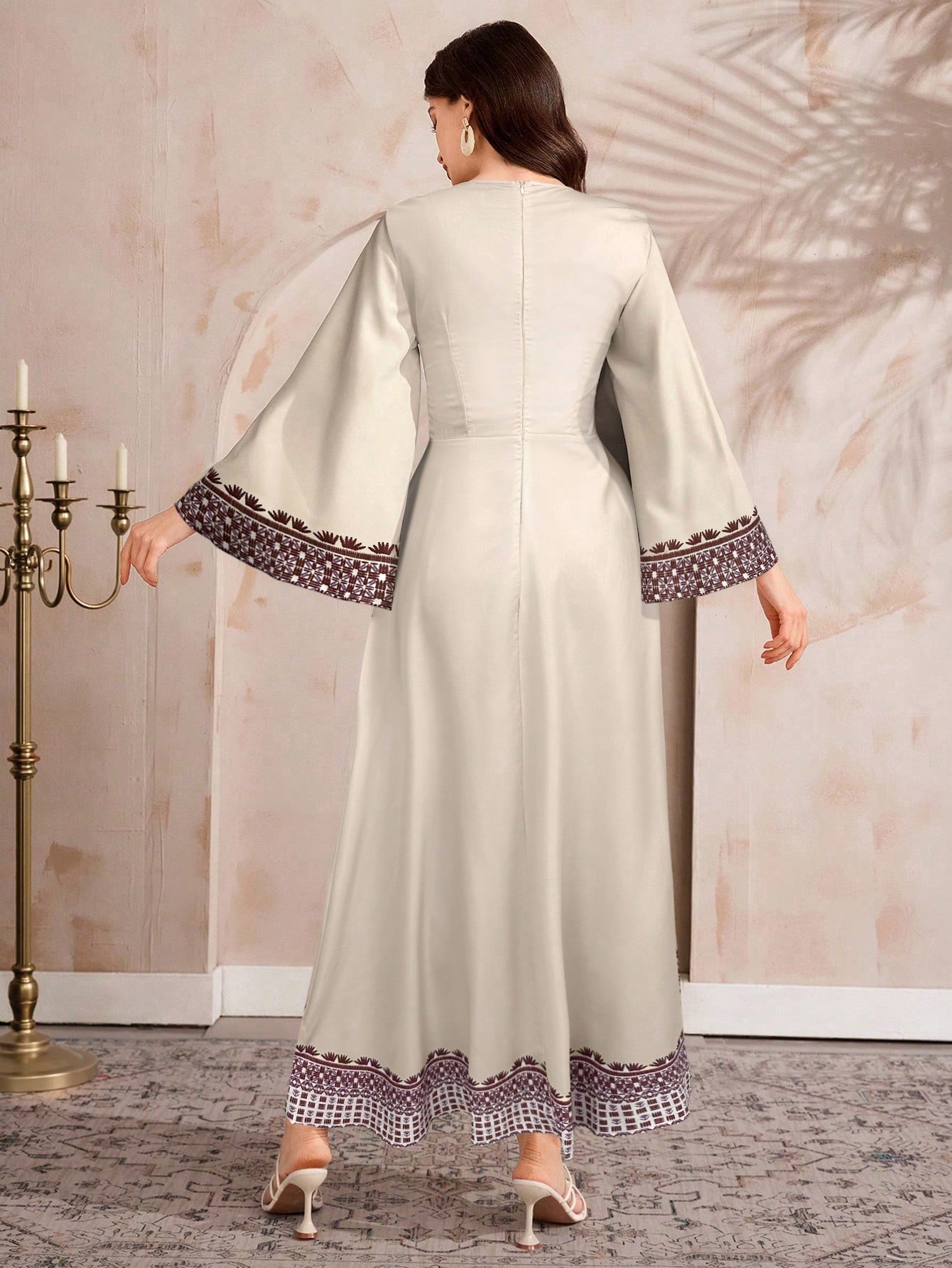 Al Najma فستان نسائي أنيق على الطراز العربي ذو كم...