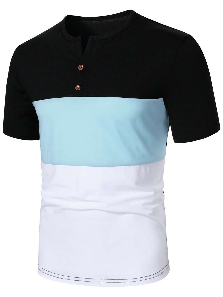 Manfinity Homme Áo thun nam tay ngắn cổ chữ V màu trơn đơn giản - Nhiều màu - Xem 1