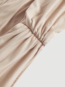 SHEIN MOD Plus Size Women's Elegant Khaki Two Pieces Set Women: Off-Shoulder Top & Skirt,Valentines Clothes,Summer Vacation,Spring/Summer,Brunch,Vintage 2 Pieces Set For Woman,Vacation Two Pieces Set,Beach Outfits For Woman,Western Wear Women,Country Concert Outfit,Beach Vacation,Easter - Apricot - View 3