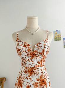 Soleia 女士 V 领绑带花卉扎染印花迷你连衣裙，度假/夏季/春季