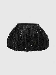 ROMWE Grunge Punk Y2K Glitter Low Waist Ruched Mini Skirt, Party And Festival Aesthetic
