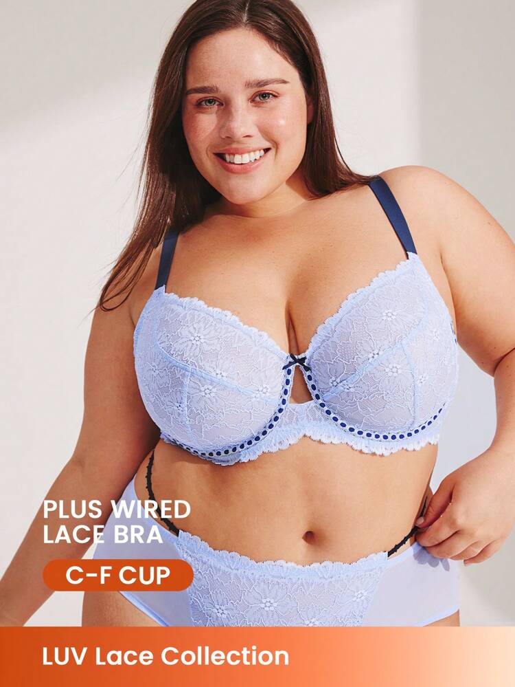 Plus Full Coverage Unlined Lace Bra