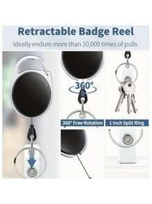 1pc Hard Black Vertical Plastic Card Holder With Retractable Badge Reel Clip For Office/School Id, Credit Card, Key Card, Driver License And Access Pass Protection Back To School - Black - View 8