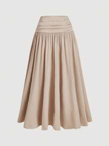 SHEIN MOD Plus Size Women's Elegant Khaki Two Pieces Set Women: Off-Shoulder Top & Skirt,Valentines Clothes,Summer Vacation,Spring/Summer,Brunch,Vintage 2 Pieces Set For Woman,Vacation Two Pieces Set,Beach Outfits For Woman,Western Wear Women,Country Concert Outfit,Beach Vacation,Easter - Apricot - View 8