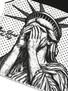 PAVTROS Manfinity Streetrush 男士休闲V领无袖上衣，印有标语和自由女神像雕塑图案，篮球服 - 彩色 - 查看 3