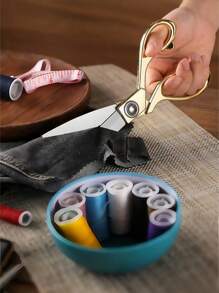 SHEIN 1pc Golden Fabric Scissors Stainless Steel Sharp Tailor Scissors Clothing Scissors Professional Heavy Duty Dressmaking Shears Sewing Tailor