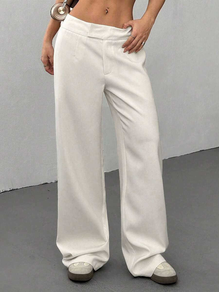 Flirla Women's Casual Commuter Versatile Slim Fit Pants - Apricot - View 1