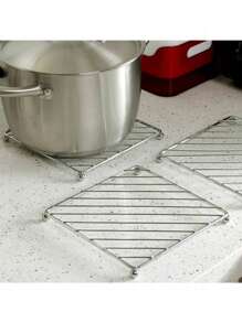 1pc Square Trivet, Heat-Resistant Kitchen Table Mat, Coaster, Placemat Christmas Gift - Silver - View 5