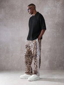 SUMWON 奢华豹纹运动裤，侧条纹设计，极致舒适，街头潮流，运动裤，现代都市时尚，运动服饰 - 彩色 - 查看 3