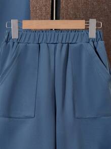 SHEIN Tween Boy Letter Patched Detail 2 In 1 Tee & Shorts