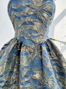 Chiquease Elegant Jacquard Backless Halter Mini Dress