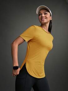 Powerista 女式纯色圆领短袖简约休闲运动T恤和背心健身衫