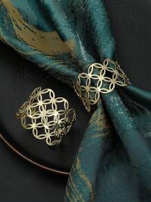 6pcs Simple And Lovely Metal Hollow Out Small Copper Coins Napkin Rings Suitable For Festival Celebration, Family Dinner, Guest Reception Table Decoration