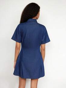 Maija 女士蓝色牛仔衬衫裙 - 深色水洗藍 - 查看 2