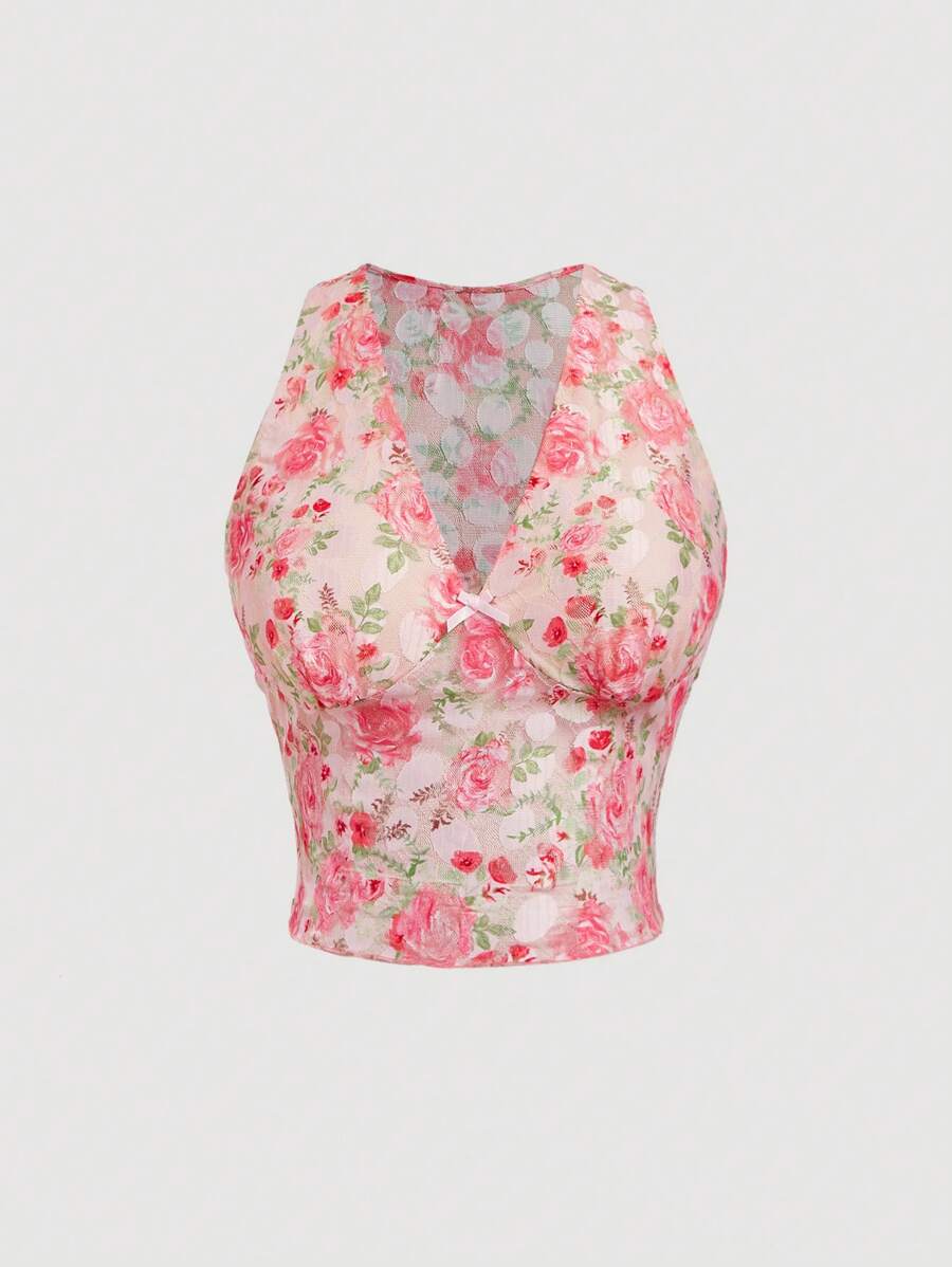 SHEIN MOD Plus Size V-Neck Bow Decor Blouse, Simple And Fashionable, Suitable For Summer - Green - View 1