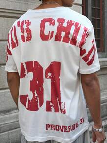 Manfinity Streetrush Camiseta casual de manga corta y cuello redondo para hombre con estampado de letras