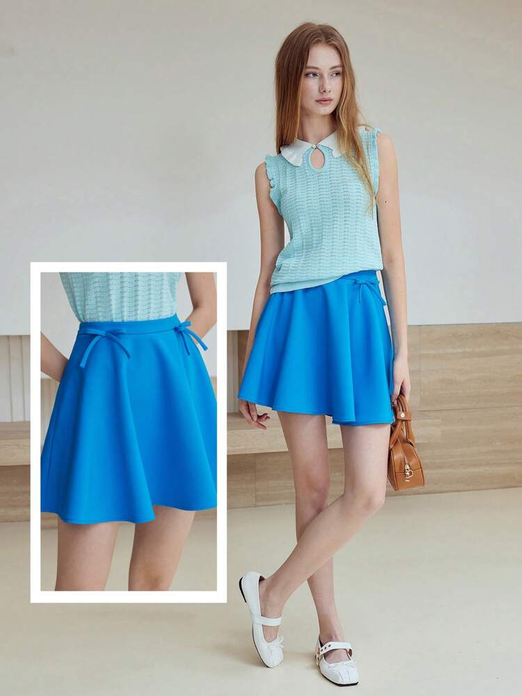 MOTF STUDIO BOW DECOR FLARED SKIRT