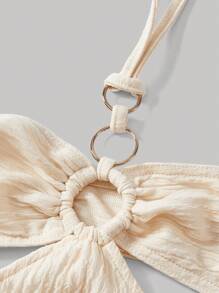 SHEIN MOD 女士杏色 V 领长款卡夫坦连衣裙，海滩度假